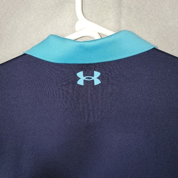 Under Armour Mens The Performance Polo Blue Color Block Size Large - Picture 8 of 10